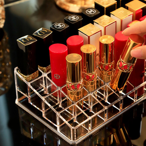 Transparent lipstick storage rack plastic desktop lipstick rack cosmetics dust-proof storage box 9/24/36/40 grid