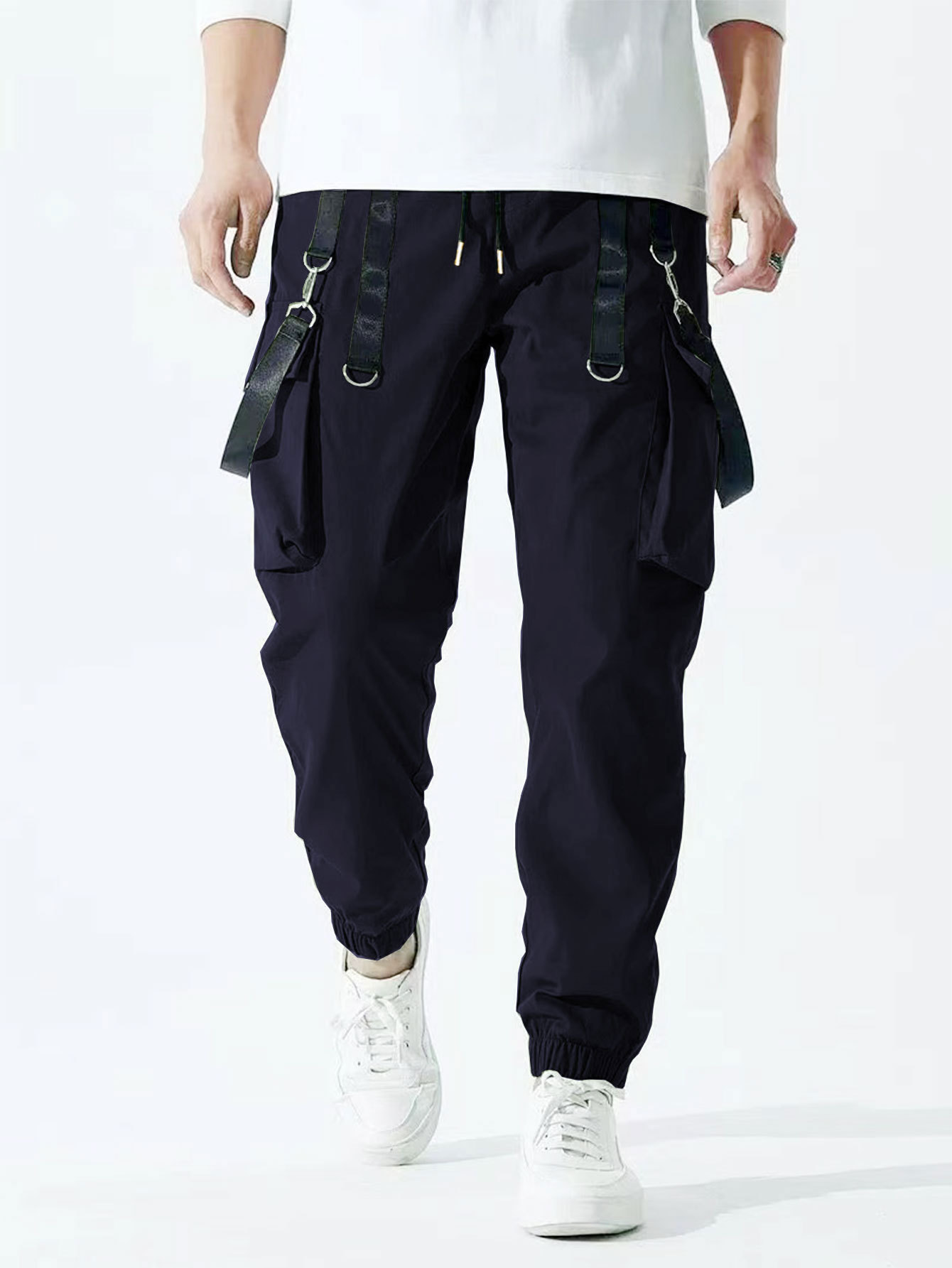 Men's Casual Ribbon Overalls Pants – Drawstring Waist, Loose Fit, Comfortable & Stylish Trousers For Everyday Wear_viptrois.com