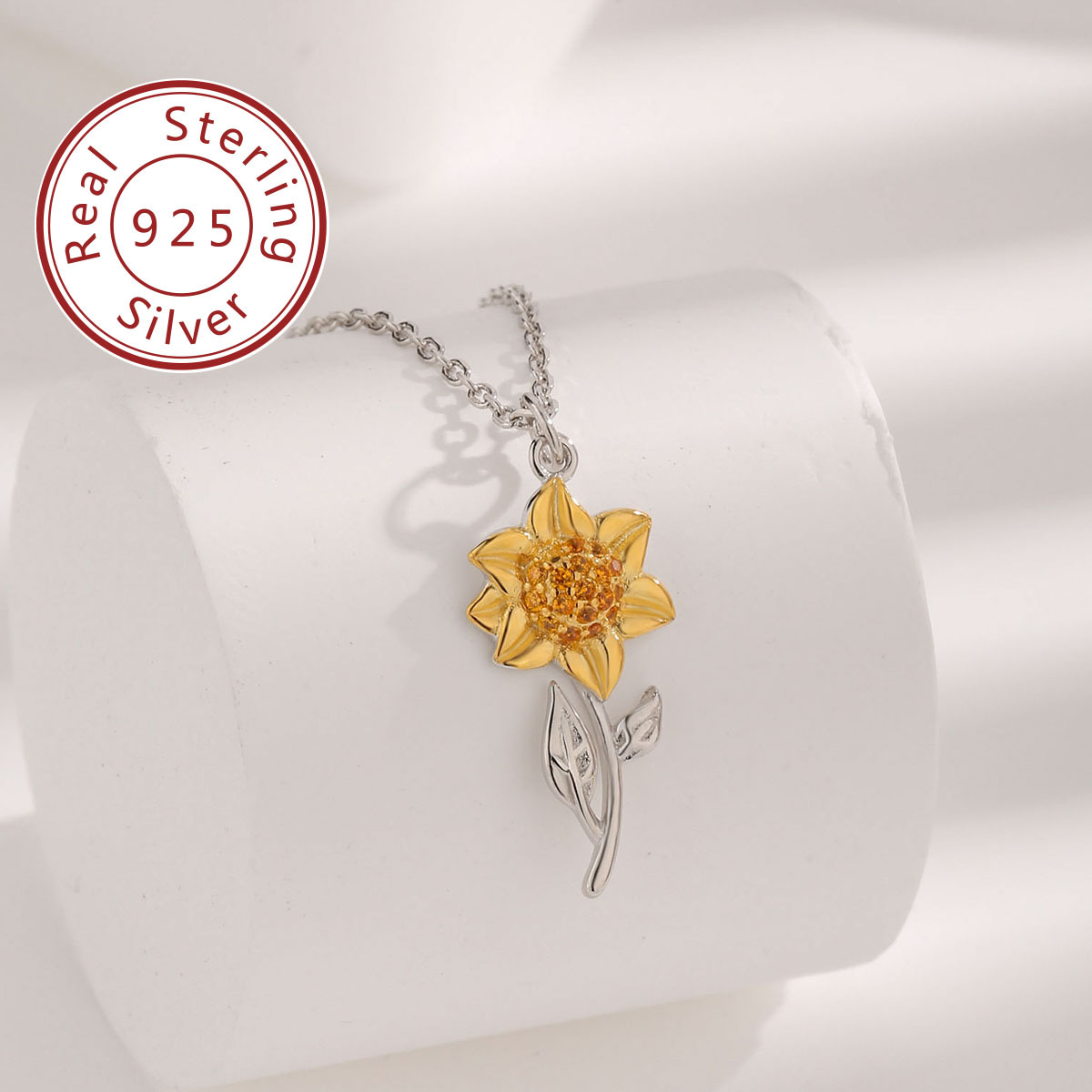 cable chain Chain Type 1 Piece Quantity Daily, Street Occasion 925 Sterling Silver Cable Chain Plating Sunflower Pendant Necklace