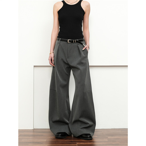 Pure Color Wide Leg Pants for Men - Spring and Autumn 2025 - High-Waisted, Flowy, Relaxed, Casual, Design-Focused Straight Leg Slim Fit Suit Pants