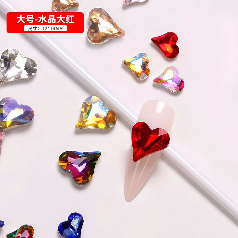 Explosiones japonesas en línea manicuría amor cristal color fantasía perforación de corazón de corazón de corazón gran taladro de cabeza de joyas de braza de la novia