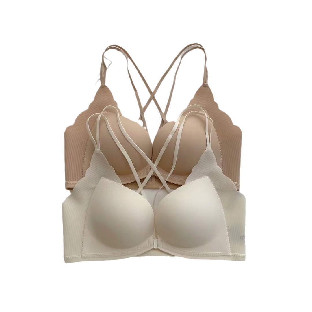 169 Sin imán, sin almohadilla para el pecho, hebilla frontal integrada, sin anillo de acero, pecho pequeño, recogido, ropa interior grande, sujetador de espalda sexy, mujer