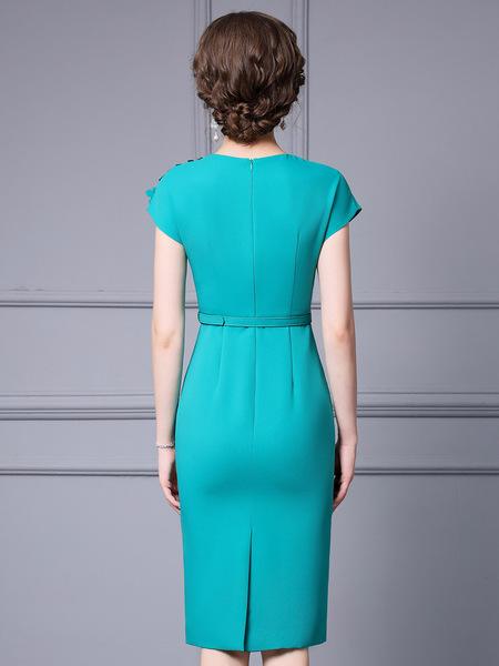 Zhili Elegant and Generous Hip Wrap Skirt Mid skirt High end 3D Folded Flower Waist Slim Wrap Shoulder Sleeve Dress Summ