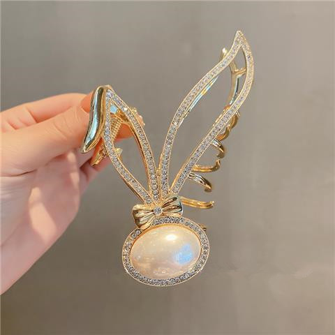 Fashion Bunny Ears Alloy Inlay Artificial Pearls Rhinestones Hair Claws 1 Piece display picture 4