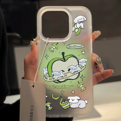 暈染蘋果小狗適用蘋果15PROMAX手機殼iPhone14防摔式13磨砂12軟殼
