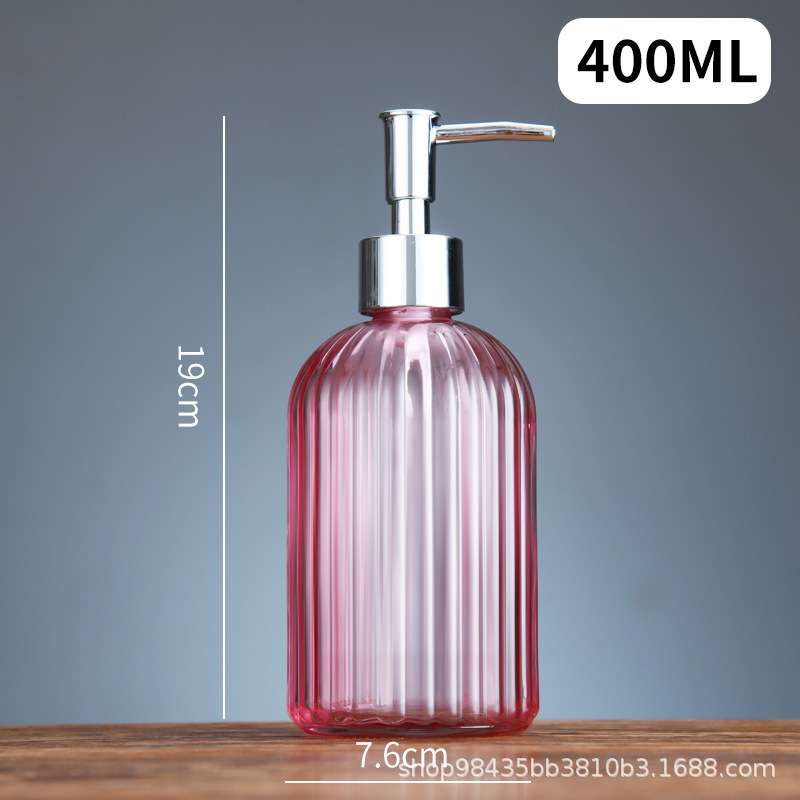 Botella de desinfectante de manos de vidrio vertical doméstico 400ml champú para el cabello, gel de baño, botella de vidrio, botella vacía en stock