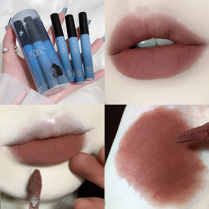 MAGIC CASA Five-piece Lip Gloss Set, Starry Sky Lip Gloss Set, Matte and Glossy Lipstick undefined