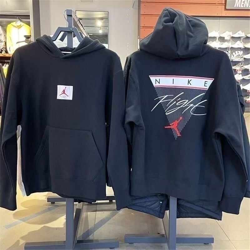 Overseas Popular Jordan Aj Men's Hooded Sweatshirt, Air Jordan Red Label Patch Handwritten Print Loose Couple Top