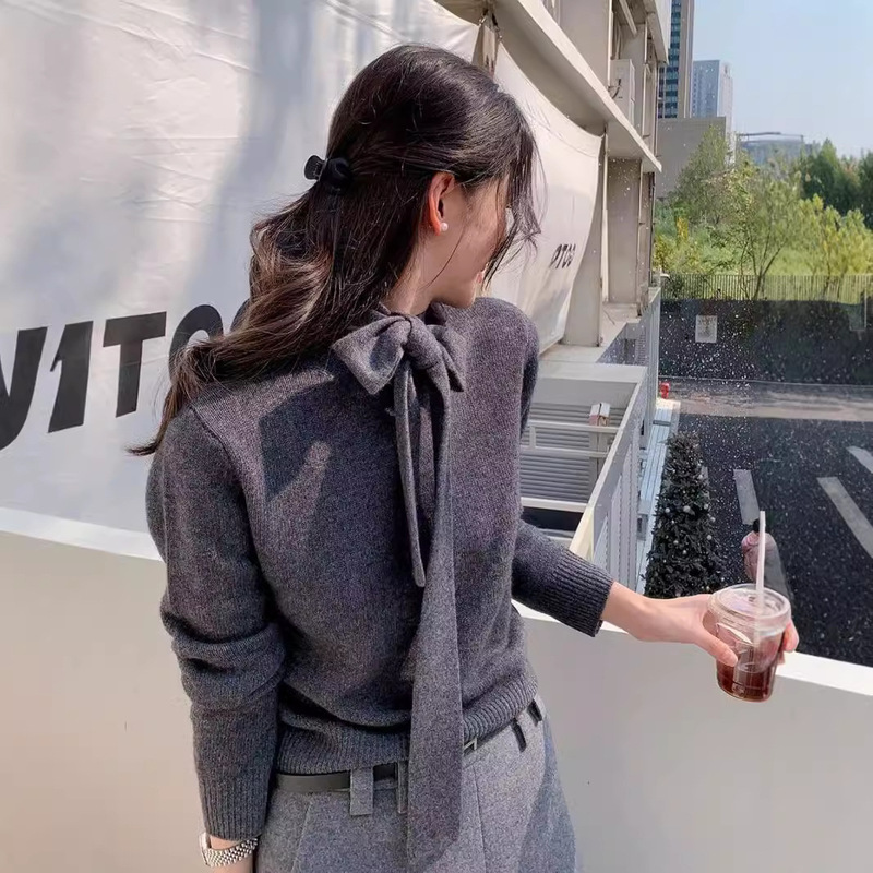 Niche design! Gone with the Wind Led Worsted Wool Knitwear Women's Autumn and Winter High-end Fashion Sweater Base Shirt Top