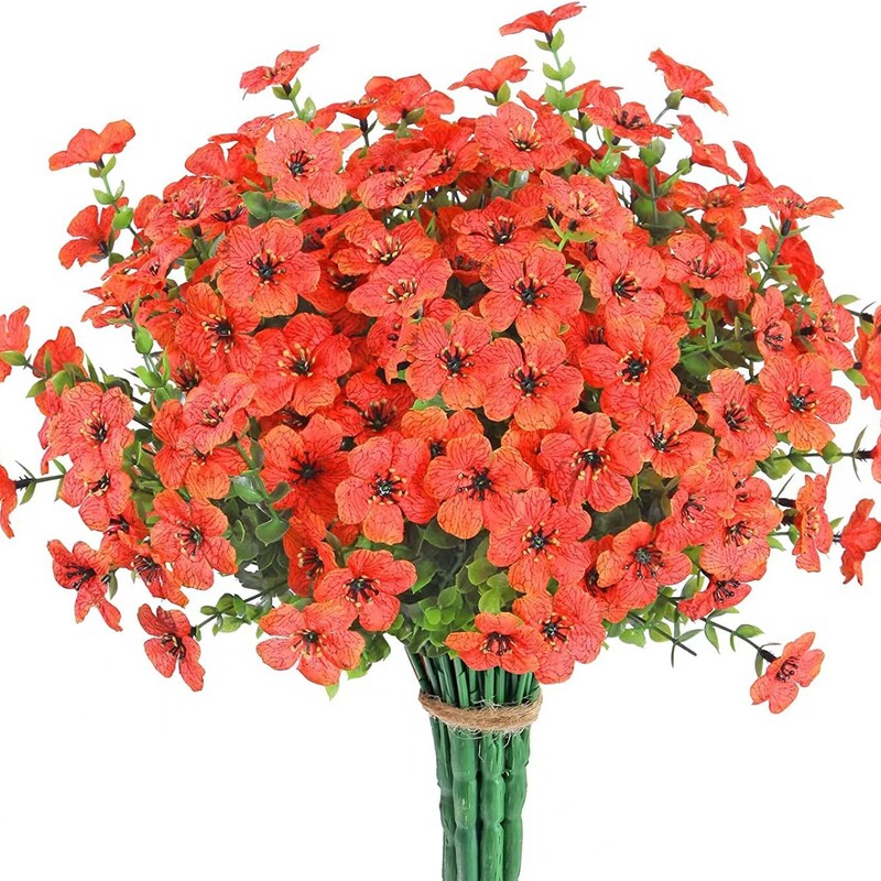 国境を越えた人気の7フォークバイオレットユーカリ造花、模擬花、緑の植物、束の装飾造花、在庫あり|undefined