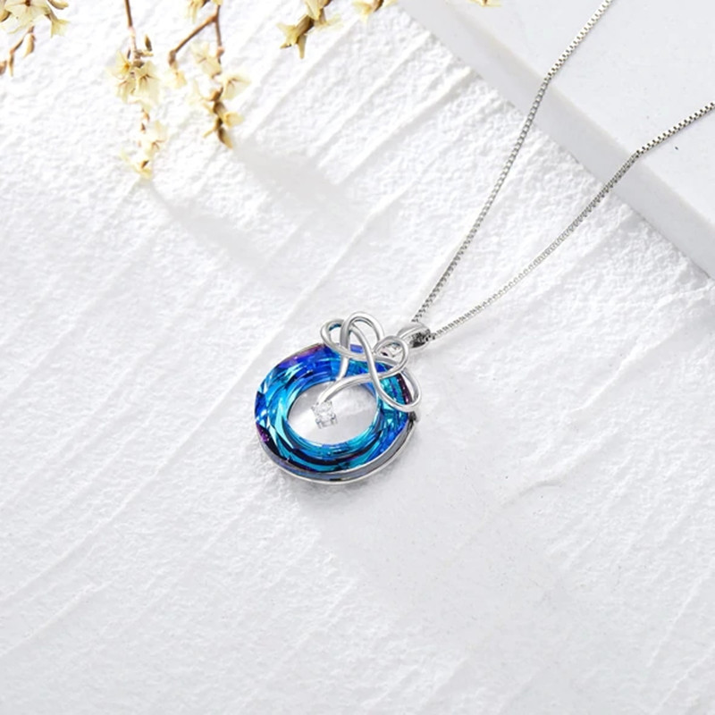 Plating Design 925 Sterling Silver Plating Geometric Circle Heart Shape Pendant Necklace