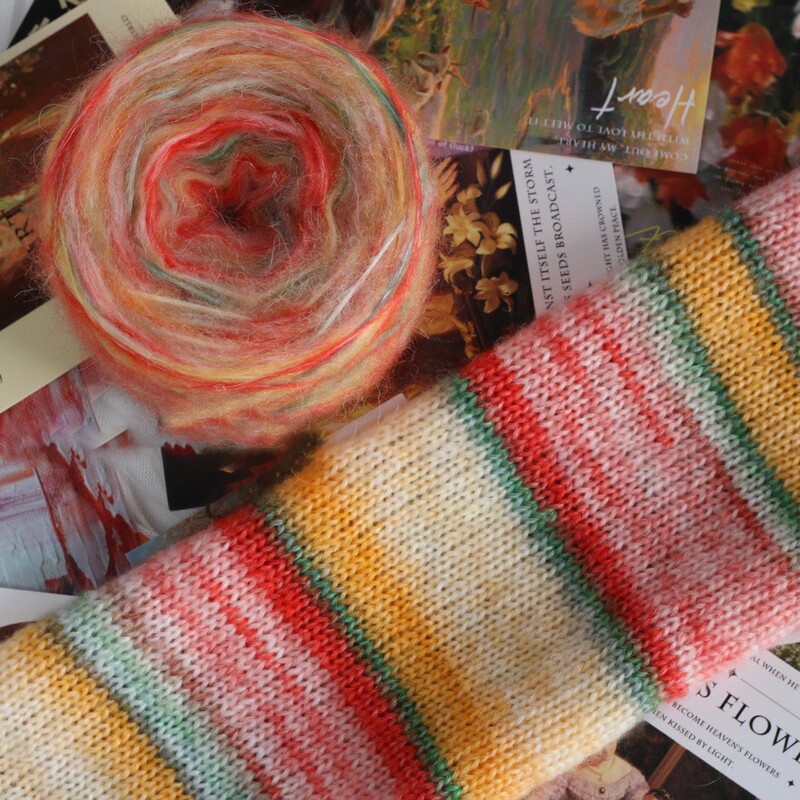 Segment dyed gradient color silk mohair wool weave sausage scarf thread hand-woven shawl sweater crocheted material bag