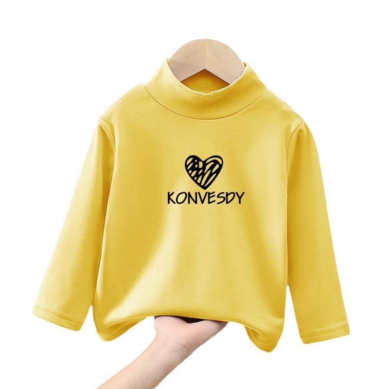 Otoño y invierno 2024 nuevo niño niñas niños de mediana edad con una sola chaqueta de cuello medio alto camiseta de base de terciero