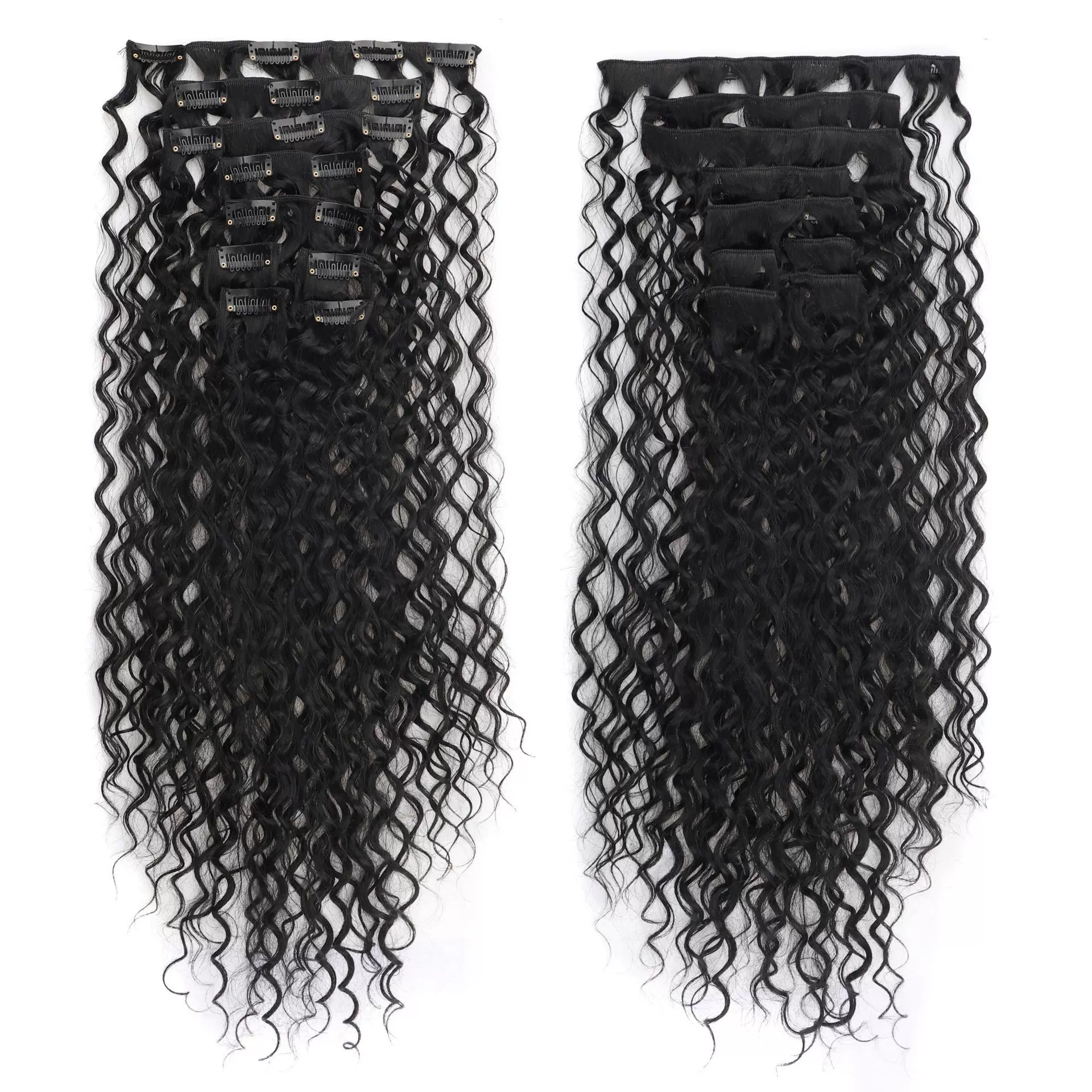 外贸deep卷卡子发 九件套接发片 20inch长卷发假发 JC套装