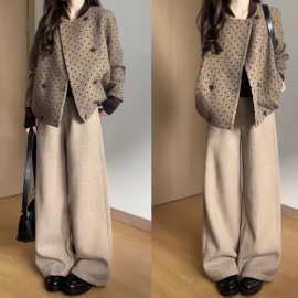 法式复古美拉德棕色波点短外套女2025秋冬绝美巨好看百搭洋气上衣