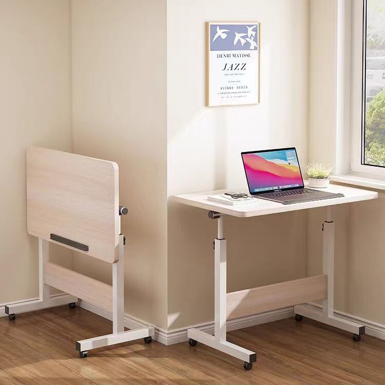 Movable Lifting Folding Table with Roller Simple Household Bedroom Bedside Small Table Laptop Multi-use Folding Table