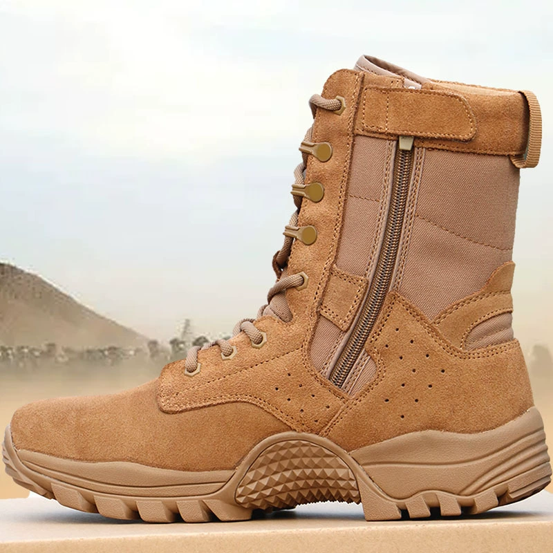 Новые коричневые мужские боевые тренировочные ботинки, сверхлегкие дышащие походные ботинки для улицы, высокие водонепроницаемые и устойчивые к проколам тренировочные ботинки для пустыни.