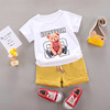 Cartoon set, scarf, trousers, flower boy costume for leisure, sleeves, with little bears, wholesale, with short sleeve