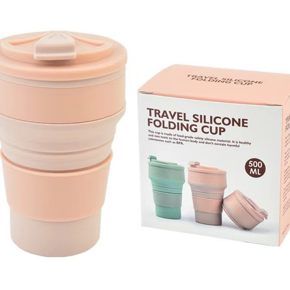 Taza plegable de silicona portátil transfronteriza de gran capacidad de viaje de negocios acampando taza de café de mano taza de jugo de viaje taza de enjuague bucal