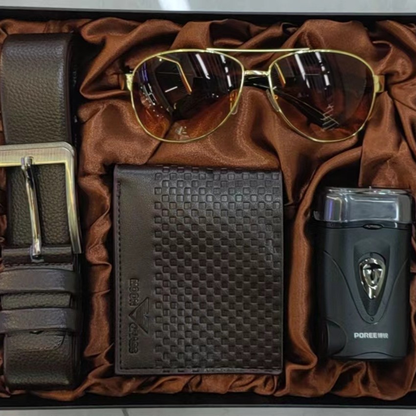 Regalo de los hombres traje embalaje exquisito reloj + cinturón creativo simple combinación suit-6pcs/Set