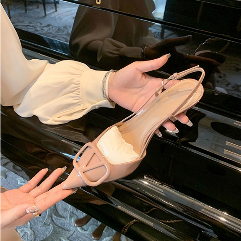 Please Compare This Style with Grape Mom'S~ Summer Pointed-Toe V-Buckle Genuine Leather Closed-Toe Stiletto Heels for Women, Backless Sandals for Commuting