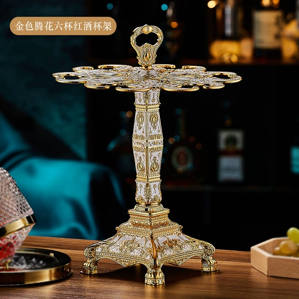 Golden wineglass, glass holder, for 6 cups
