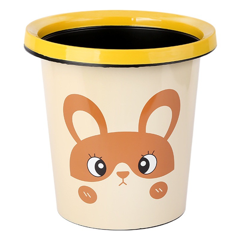 Factory wholesale cartoon trash can household Creative Bathroom Kitchen wastebasket living room outdoor round bucket high color value
