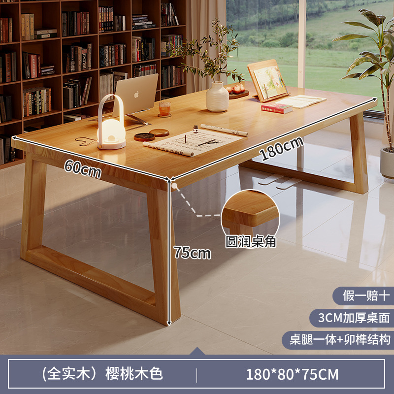 Salón de estar escritorio largo para la sala de estar escritorio de escritorio escritorio de madera maciza escritorio de computadora para estudiar doble mesa larga