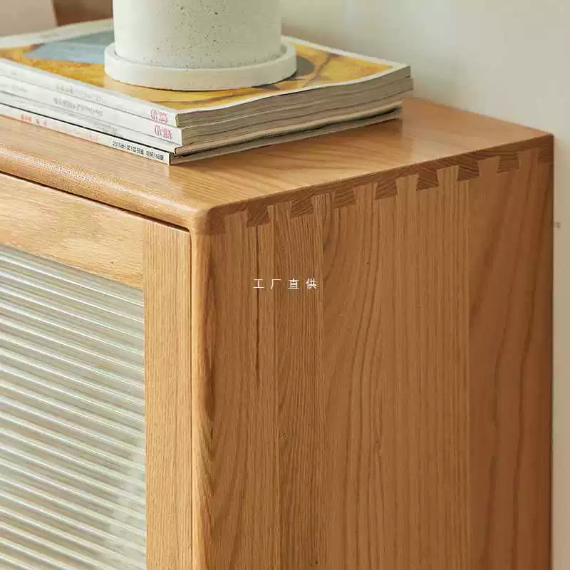 ✅ Книжный шкаф из цельного дерева с раскладной дверью, напольная книжная полка из цельного дерева, стеклянная дверь, простой скандинавский шкаф для хранения, шкаф ручной работы