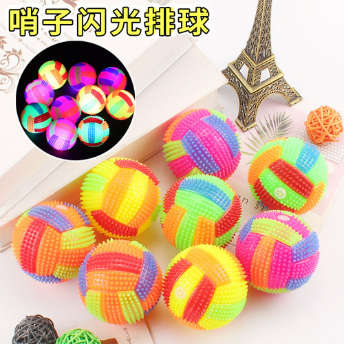 Elastic ball, glowing football, flashing, making sounds, pinching and screaming, massage ball, hot-selling volleyball pet toys at night market stalls