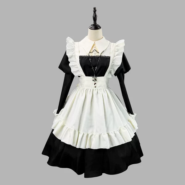 New Japanese-Style Traditional Black and White Maid Outfit for Parties, Maid Costume, Women's Vintage Clothing