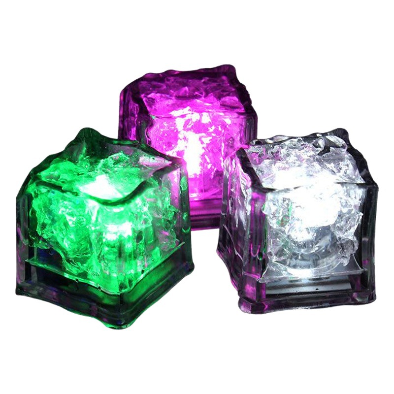 Cubo de hielo luminoso LED fluorescente cubo de hielo colorido flash Ice Cube flash inducción lámpara de hielo KTV bar boda suministros