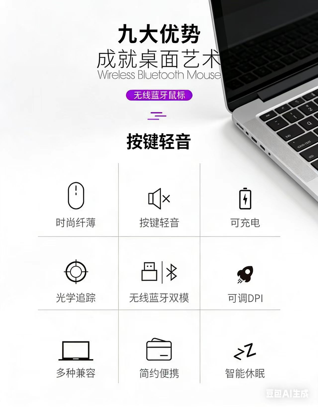 跨境工厂无线鼠标静音蓝牙充电款双模适用华为笔记本电脑办公现货