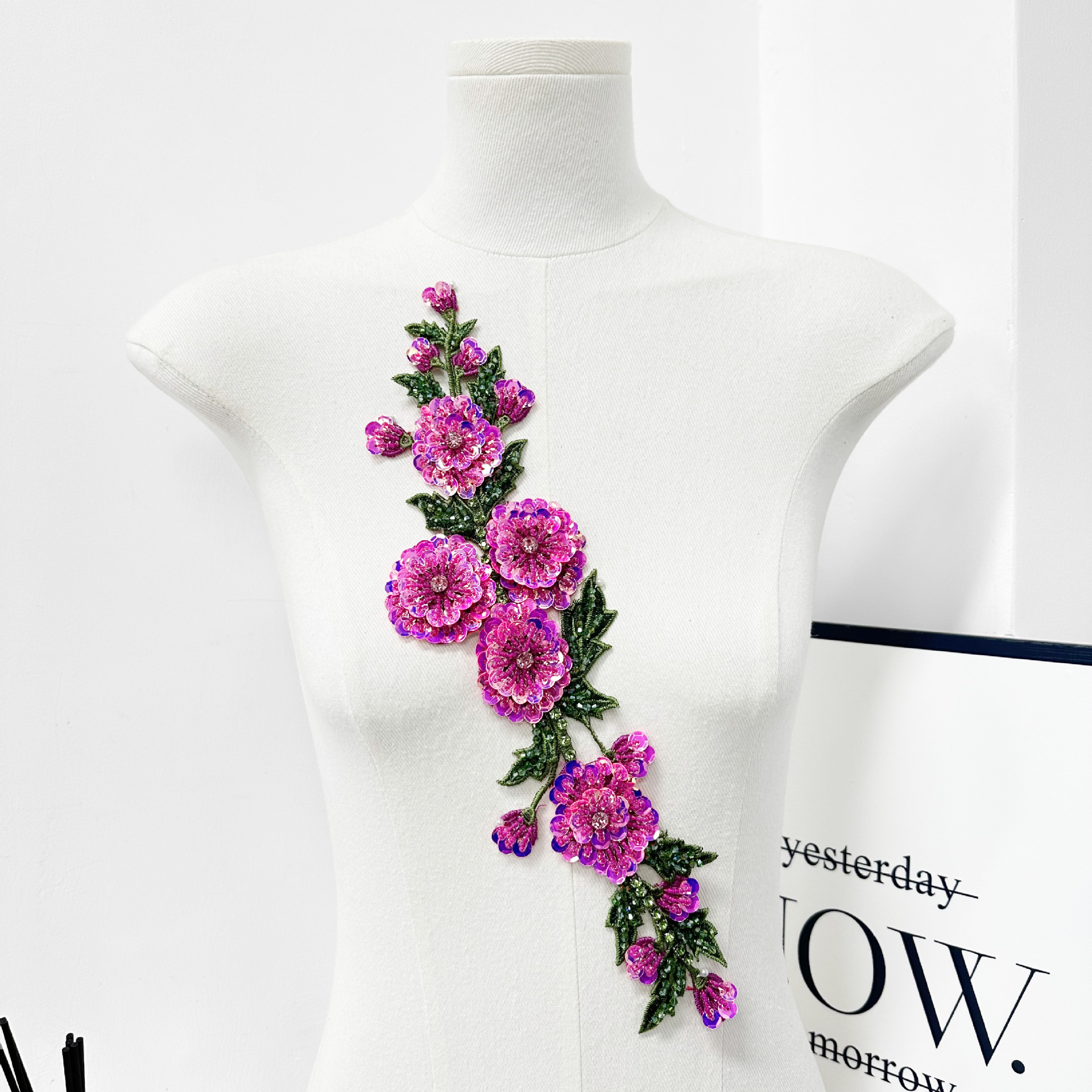 Color cuentas flores bordadas pegatinas de tela hechas a mano decoración de ropa vestidos sequillas pegatinas de tela flor tridimensional