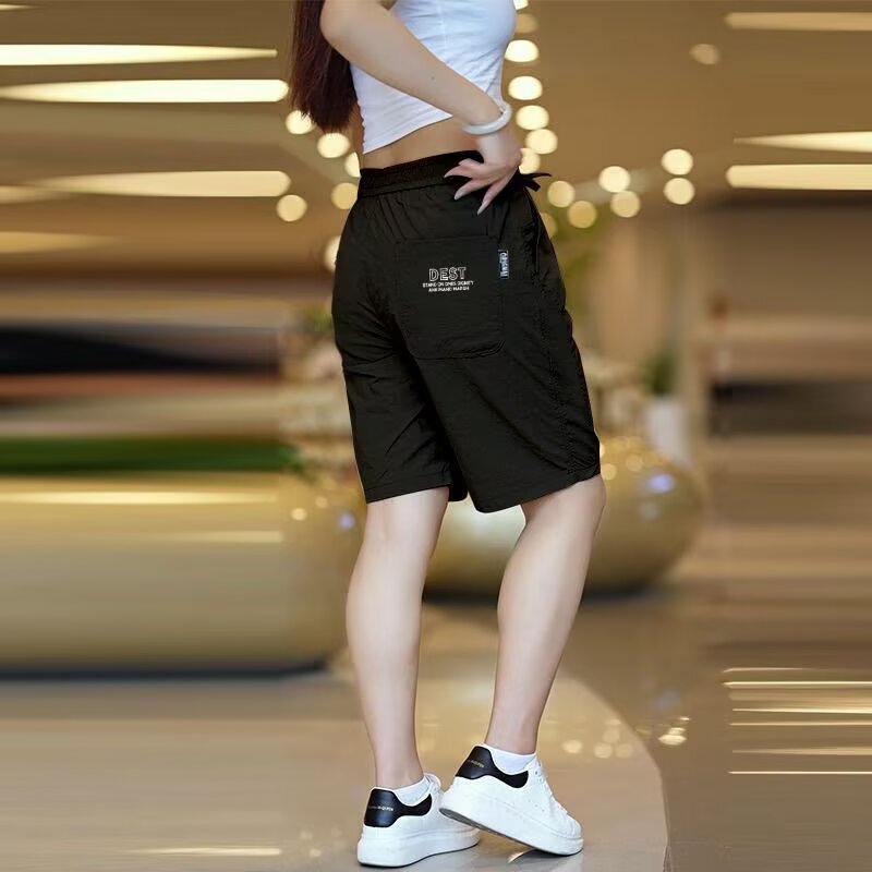 Clearance Sale Cheap Ice Silk Quick-Dry Sports Shorts for Women Summer Thin Plus Size Trendy Loose Five-Point Casual Shorts