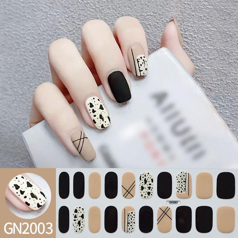 Ou Nai 20 refers to baking-free gel nail stickers Little Red Riding Book with simple grid line nail stickers a generation of hair