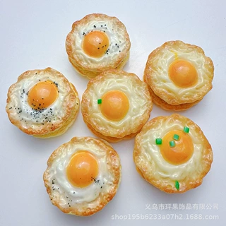 仿真汉堡荷包蛋树脂配件奶油胶diy手机壳头饰钥匙扣吊坠鞋花装饰