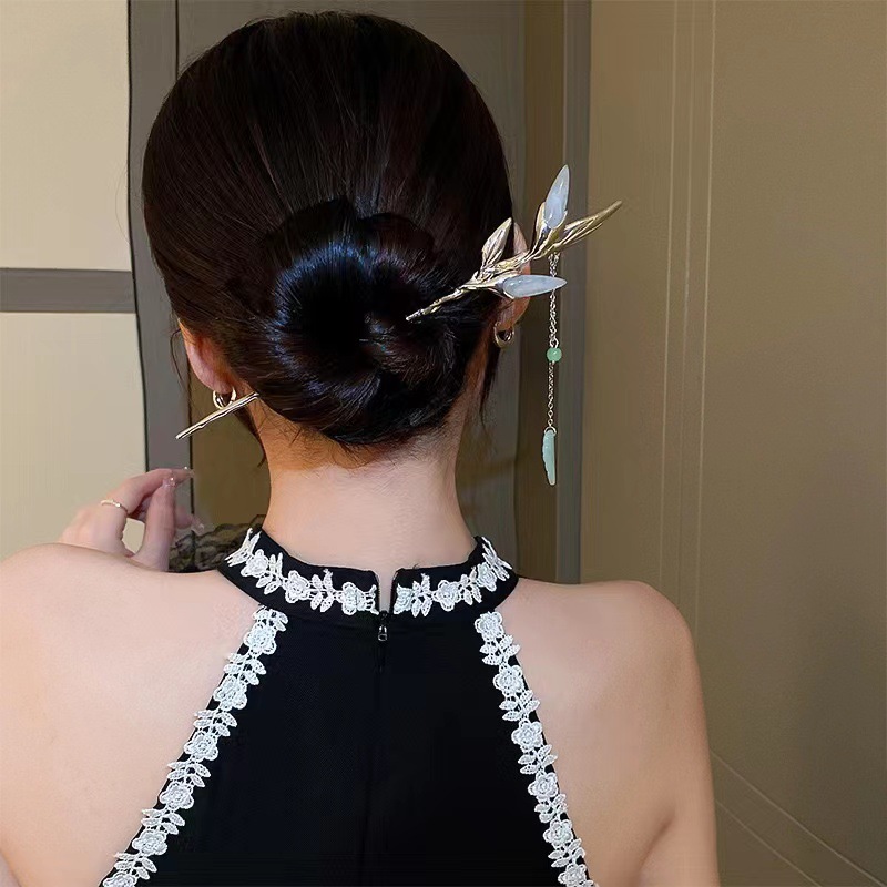 古风步摇流苏月亮发簪新中式女旗袍头饰高级感盘发发张簪子发钗子-阿里巴巴