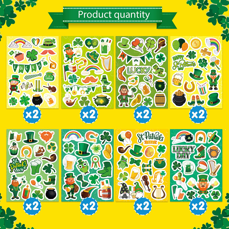 Día de San Patricio los niños etiqueta engomada del sobre trébol pegatina artesanía scrapbook decoración suministros