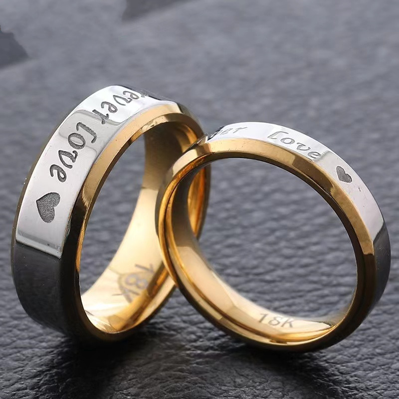 6g Weight Rhinestones Inlay Material Rings Classification Date Occasion Stainless Steel Material Romantic Letter Stainless Steel Inlay Rhinestones Rings