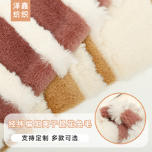 经纬编阳离子提花兔毛面料撞色拼色仿兔毛绒布服装抱枕毛毯毛绒布