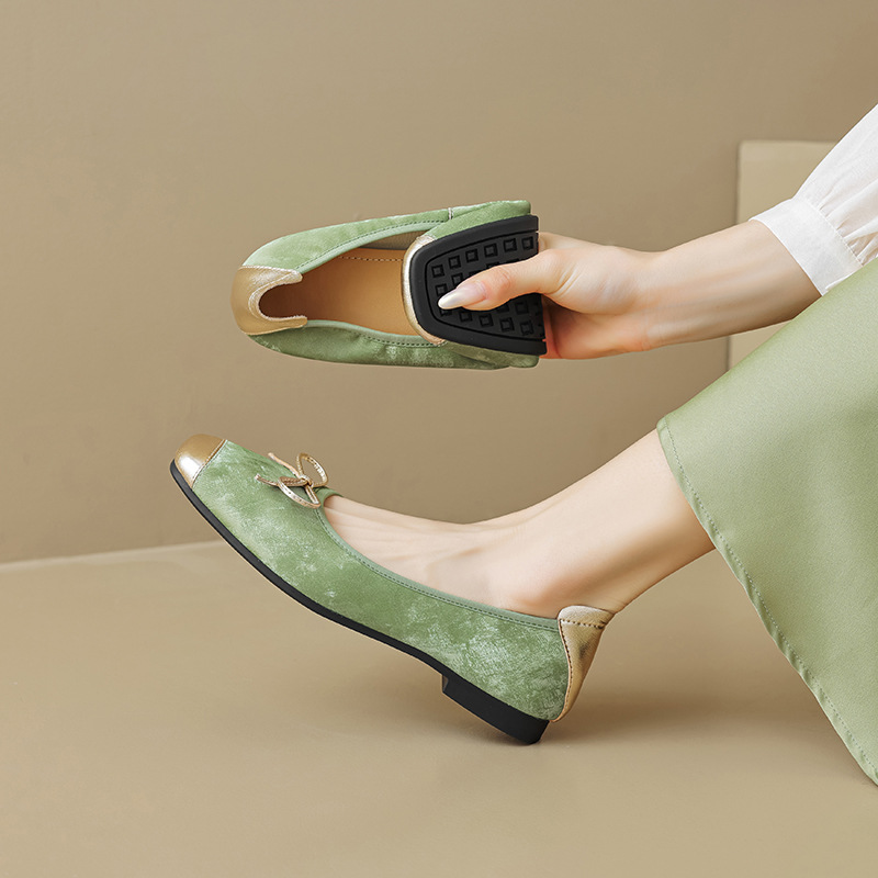 Ethnic low shoes flat with bow Chinese style square toe low-cut