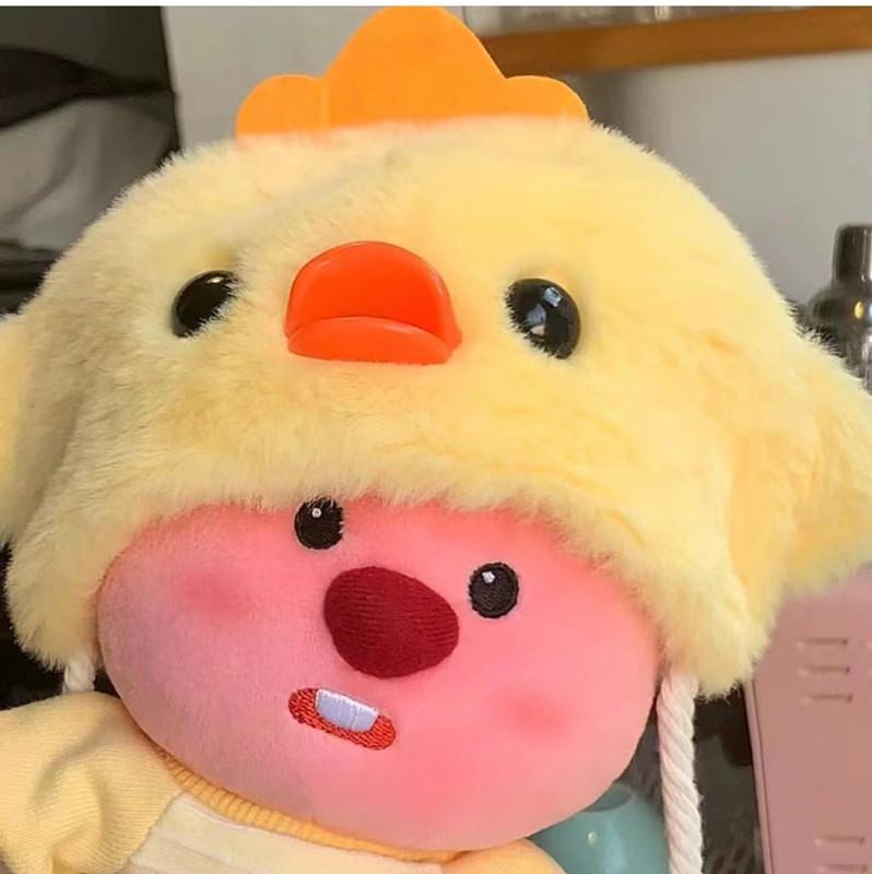 20cm lindo animal de dibujos animados sombrero de la muñeca de algodón sombrero de cerdo Rosa sombrero pequeño Castor muñeca Ropa Accesorios