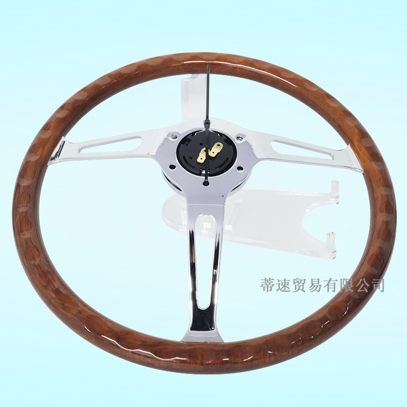 Best-selling modified car steering wheel, classic retro 15inch peach wood color steering wheel, 380MM electroplated bracket with concave center