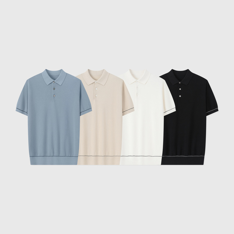 Brion* Brioni Sea Island Mulberry Silk Cotton Blend Knit Business Casual Polo Short-Sleeve Shirt T-Shirt Brion* Brioni Sea Island Mulberry Silk Cotton Blend Knit Business Casual Polo Short-Sleeve Shirt T-Shirt