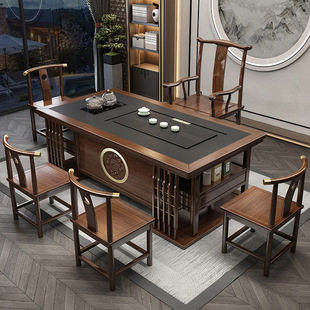 Tea table and chair combination office household solid wood tea table Kung Fu coffee table tea set tea set all -in -one small apartment tea table