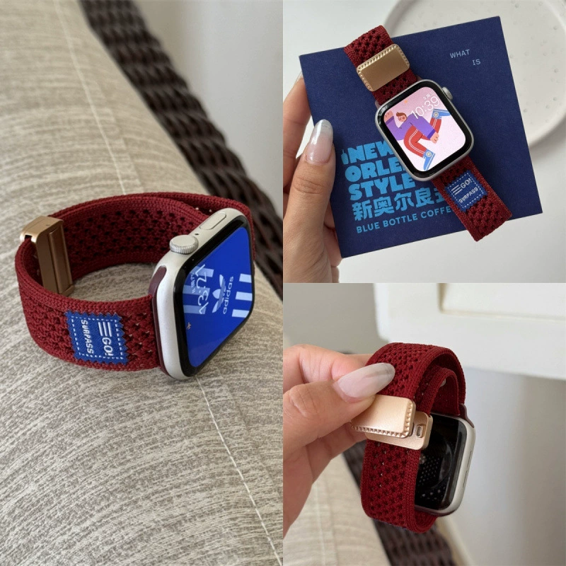 Нейлоновая плетёная петля магнитный всасывание подходит для iwatchs10 Apple watch ремешок S9 элитный applewatch8SE