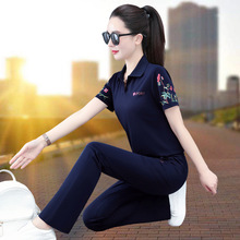 中国风夏季运动服套装女2025新款时尚洋气显瘦T恤中年妈妈两件套