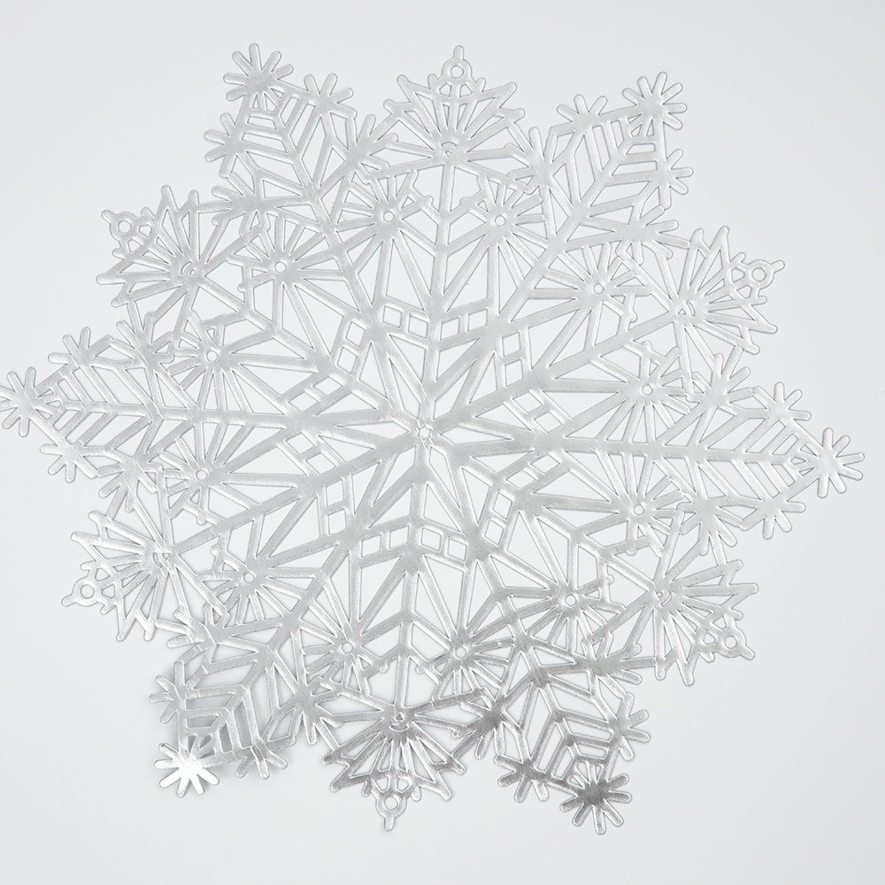 Copo de nieve hueco mantel pvc occidental mantel irregular dorado plata impermeable antideslizante estera de aislamiento estera de mesa montaña