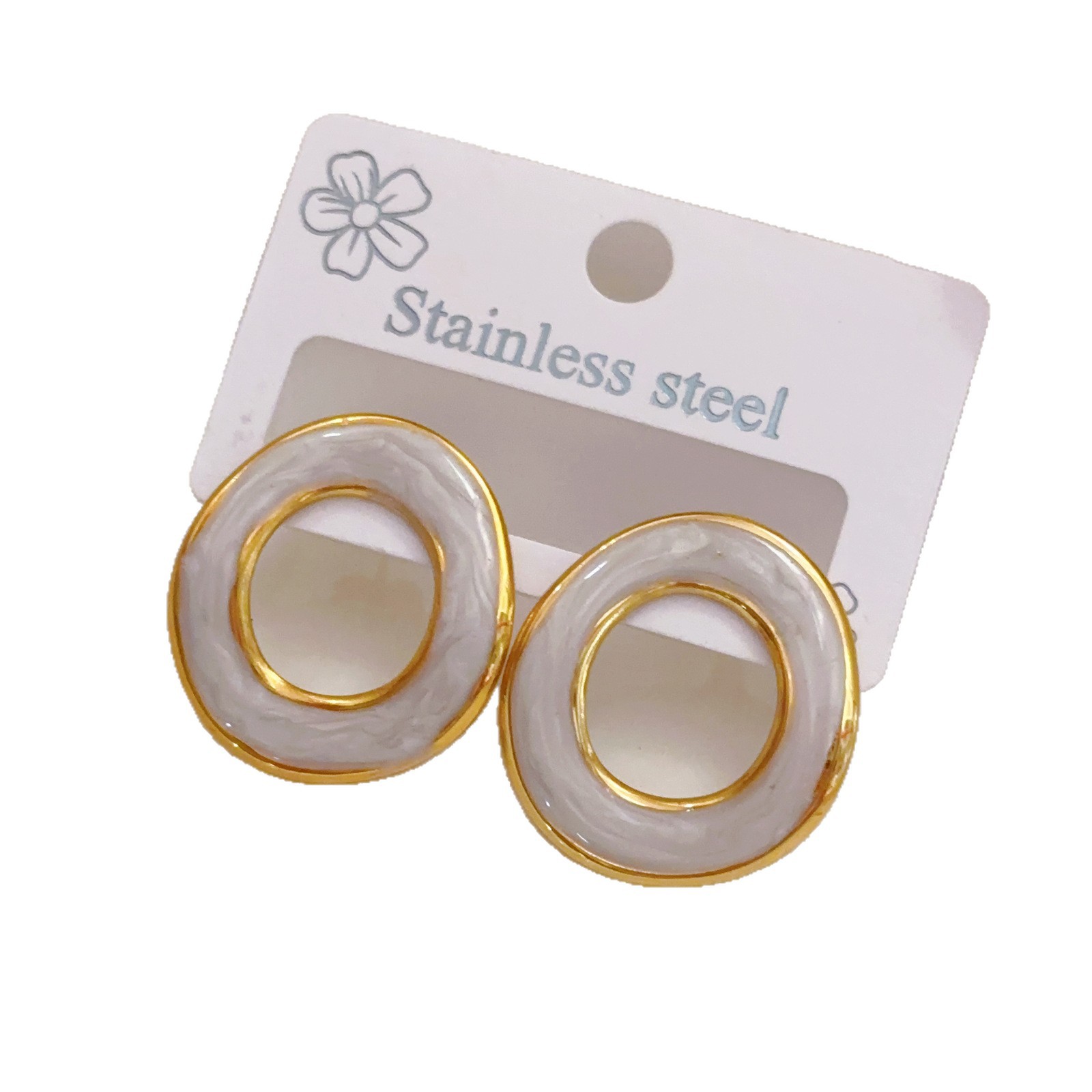 Pendientes de acero inoxidable de alta calidad exagerados transfronterizos europeos y americanos de color caramelo Pendientes de oro de 18k simples y versátiles